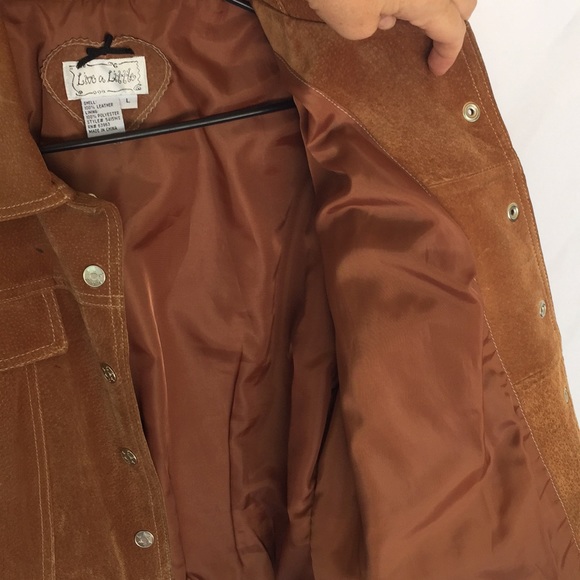 Brown suede jacket with snap buttons - Picture 4 of 12